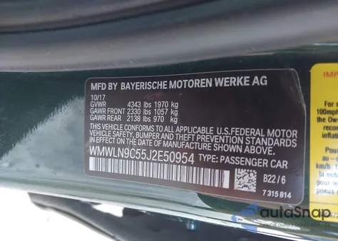 2018 Mini Clubman Cooper S из США, поврежденный, VIN WMWLN9C55J2E50954